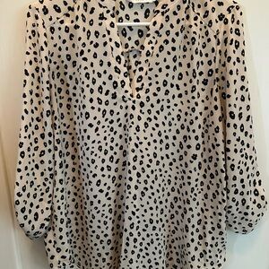 Lush Cream Blouse with Black Leopard Spots